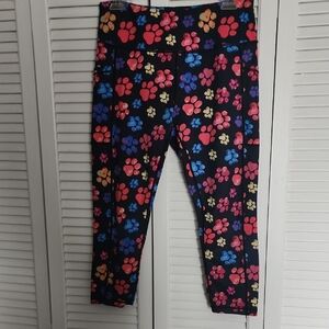 Colorful CVG Paw Print Capri Leggings